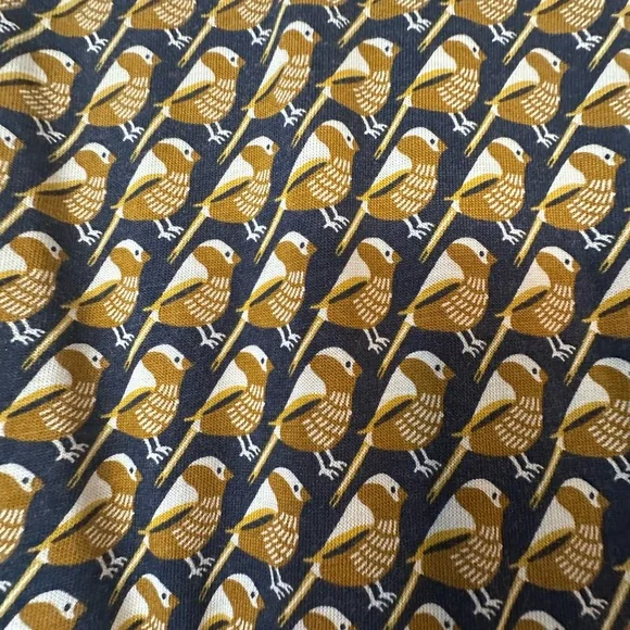 Boden Navy and Gold Bird Patterned Long Sleeve Dress - Picture 3 of 5